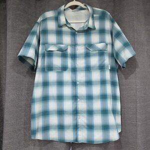 Columbia Button Up Shirt Mens XXL Plaid Vented Short Sleeve Sleeve Omni Shade
